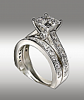 3.72Ct Princess Cut Engagement Ring & Matching Wedding Band 14K Solid White Gold