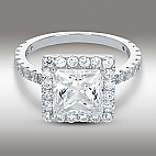 3.85 CT Princess Cut Halo Engagement Ring 14K White Gold