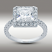 3.50 CT Princess Cut Halo Engagement Ring 14K White Gold